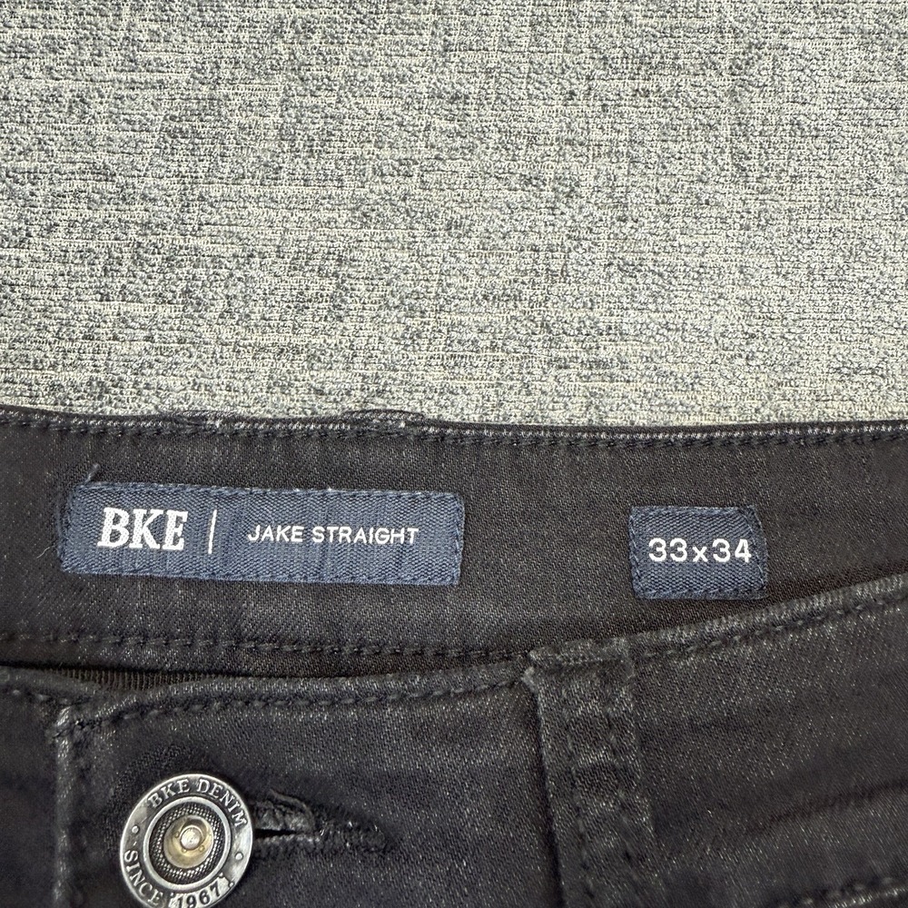 Buckle BKE Jake Straight Jeans Mens 33x34 Black Denim Stretch Rock Grunge - Picture 4 of 10